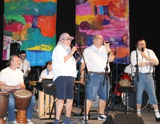 Viele Musiker einer Band sangen 